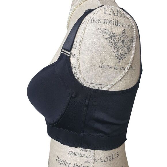 Women's CloudLuxe Black Bra 40C Smoothing Underwire Lined Elongated Band - Picture 6 of 8